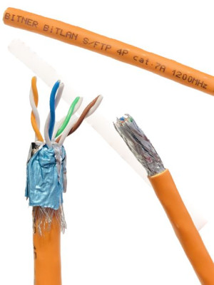Przewód internetowy skrętka BiTLAN S/FTP kat.7a 1200MHz 1m