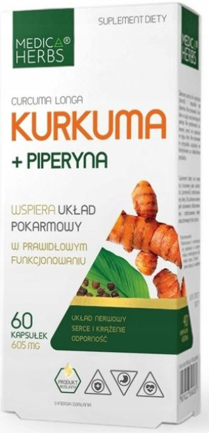 MEDICA HERBS KURKUMA + PIPERYNA 605mg 60 kapsułek