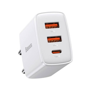 Ładowarka sieciowa Baseus Compact Quick Charger, 2xUSB, USB-C, PD, 3A, 30W