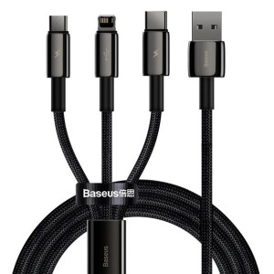 Kabel USB 3w1 Baseus Tungsten Gold, USB do micro USB / USB-C / Lightning,