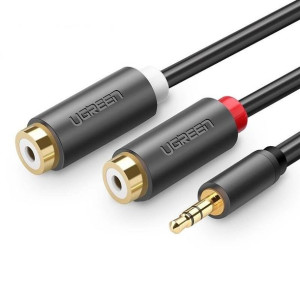 UGREEN AV109 Przewód męski 3,5mm Jack do 2x żeński RCA (Cinch) 0.25m (czy)