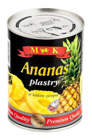 Ananas premium plastry w lekkim syropie 565g EO