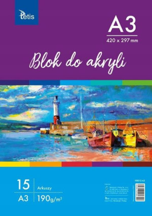 Blok Do Akryli A3 15 Arkuszy 190g, Tetis