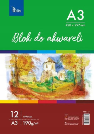 Blok Do Akwareli A3 12 Arkuszy 190g Tetis