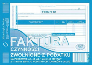 Druk Faktura Vat 198-3e A5, Zwolnione Z Podatku