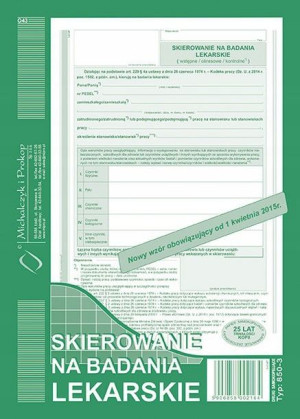 Druk Skierowanie Na Badanie Lekarskie A5 850-3