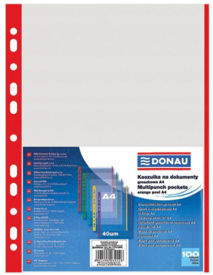 Koszulki Na Dokumenty A4 Opk100szt Czerwony Brzeg