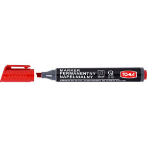 Marker Toma Permanent. Napełnialny Ścięty Czerwony