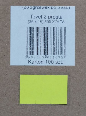Metki etykiety dwurzędowe 26x16 PROSTE ŻÓŁTE