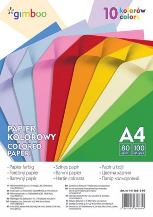 Papier Kolorowy Gimboo A4, 100 Arkuszy, 80gsm