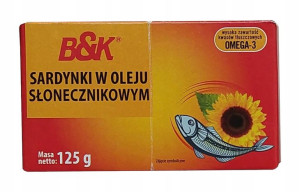 Sardynki w oleju słonecznikowym 125g B&K