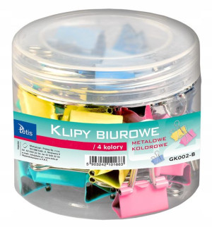 Spinacz Klip Metalowe 25mm, Kolorowe 48szt W Tubie