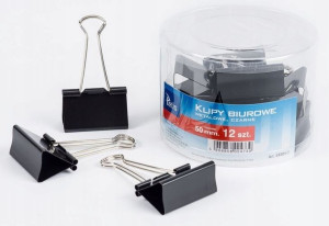 Spinacz Klip Metalowe 50mm, Czarne, 12szt. W Tubie