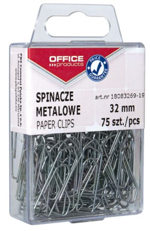 Spinacze Metalowe Srebrne 32mm 75 Szt.w Pudełku