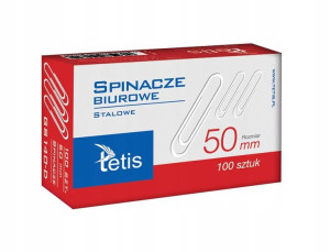 Spinacze Tetis Okragłe Metalowe, 50mm, Srebrne