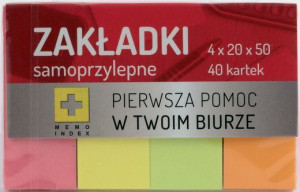 Zakładki Indeksujące Samoprzylepne 4x20x50 40kart.