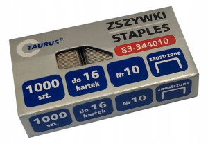 Zszywki Małe Nr.10. Paczka 1000 Sztuk.