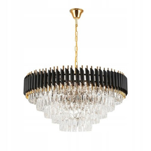 Lampa Kryształowa Glamour Złota Czarna Kryształ