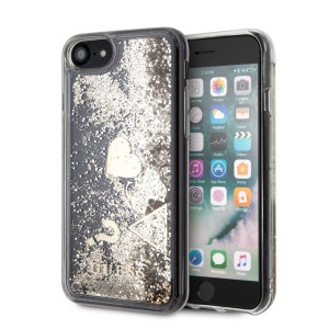 Guess Liquid Glitter Hearts - Etui iPhone SE 2020 / 8 / 7 (złoty)