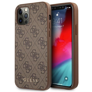 Guess 4G Metal Gold Logo - Etui iPhone 12 Pro Max (brązowy)