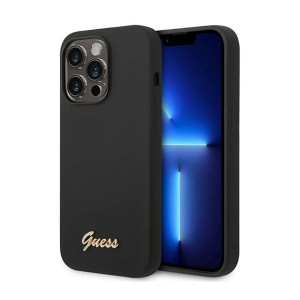Guess Silicone Vintage - Etui iPhone 14 Pro (czarny)