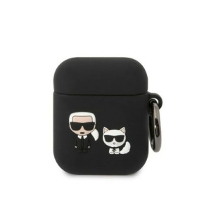Karl Lagerfeld Silicone Karl & Choupette - Etui AirPods 1/2 gen (czarny)