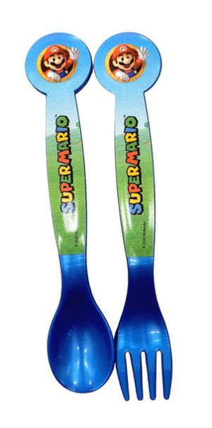 Super Mario Widelec Łyżka Sztućce Plastikowe 2 szt.