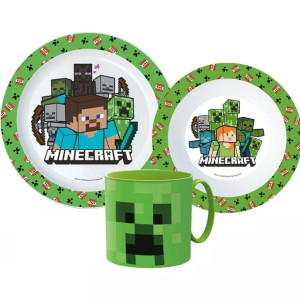 MINECRAFT  Zestaw do Jedzenia Talerz Miska Kubek Kuchenny