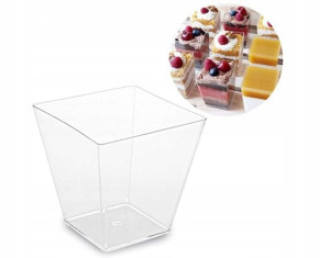 Pucharki plastikowe do Deserów 96x120ml kwadratowe