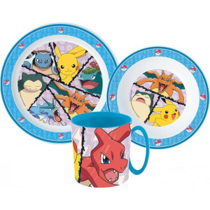 POKEMON Zestaw Obiadowy Talerz Miska Kubek bez BPA