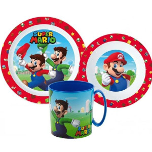 SUPER MARIO Zestaw Obiadowy Talerz Miska Kubek MICRO