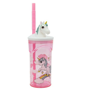 UNICORN Zamykany Kubek ze słomką JEDNOROŻEC 3D