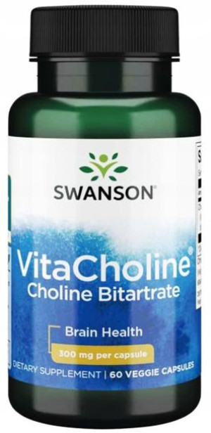 Swanson Vita Cholina 300mg 60k. Koncentracja Nerwy