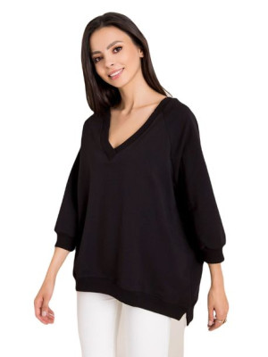 RUE PARIS Czarna bluza oversize S/M