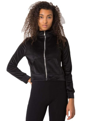 RUE PARIS Czarna bluza z weluru na suwak S/M