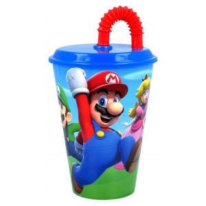 MARIO BROS Zamykany Kubek z słomką 430 ml