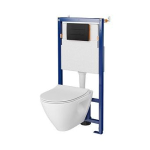 CERSANIT MILLE PLUS SETB625 stelaż+miska+deska+przycisk czarny mat S701-649
