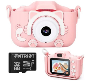 Aparat fotograficzny cyfrowy kamera dla dzieci kotek karta 32GB