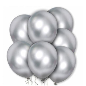 Balony Chromowane/ Metaliczne Srebrne 30 Cm Vp 10 Szt.