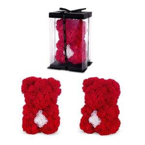 Miś Z Róż Pr Czerwony Z Kwiatem + Gift Box 30 Cm