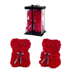 Miś Z Róż + Gift Box Ze Wstążką 30 Cm /prezent Walentynki