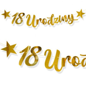 Baner Metaliczne Złoto - 18 Urodziny