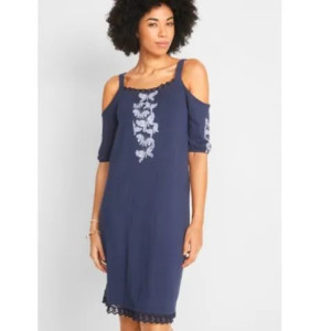 Bonprix Sukienka Nadruk Odkryte Ramiona Cold Shoulder Koronka 44-46 932987