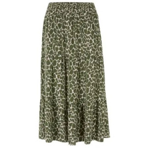 Bonprix Rozkloszowana Spódnica Midi Z Falbaną Wzór Ściągacz 42-44 920345