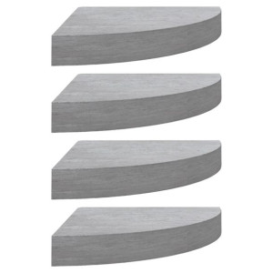 Narożne półki ścienne, 4 szt., szarość betonu, 25x25x3,8 cm MDF