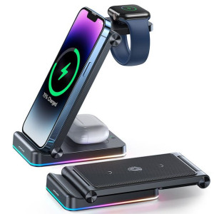 Ładowarka bezprzewodowa Joyroom 3w1 do iPhone, Watch, AirPods 15W czarna (J