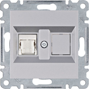 Gniazdo komputerowe 1xRJ45 5e UTP srebrny Lumina