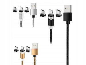 Kabel Magnetyczny 3w1 Micro Typ-c Usb Iphone 1m