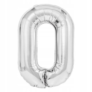Duża CYFRA balon XXL 100 cm srebrny urodziny 0