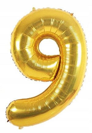 Duża CYFRA balon XXL 100 cm GOLD złoty urodziny 9